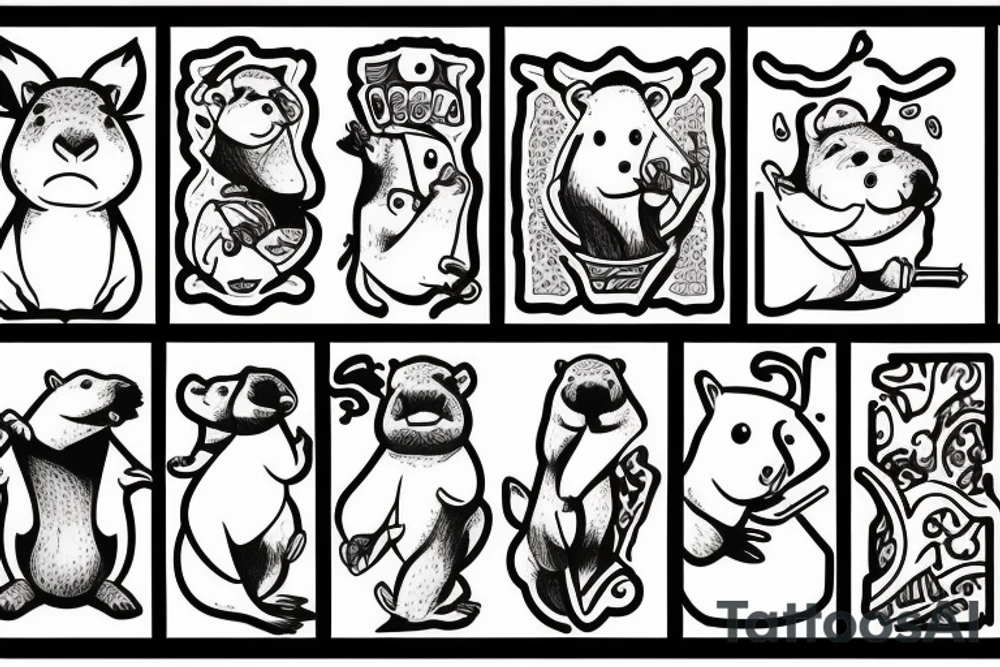 smoking capybara tattoo idea