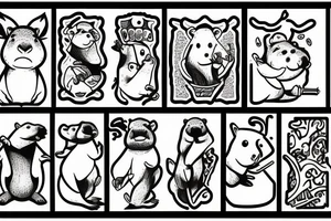 smoking capybara tattoo idea
