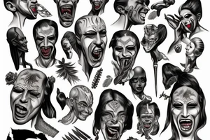 Franz Xaver Messerschmidt style, Human insanity tattoo idea