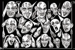 Franz Xaver Messerschmidt style, Human insanity tattoo idea