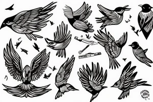 Bullet, birds, war, peace tattoo idea
