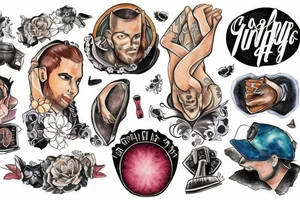 Guy sitting in the room in a light from various lightsources tattoo idea