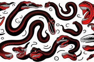 Black and red angry snake with open mouth for arm like a photo tattoo idea