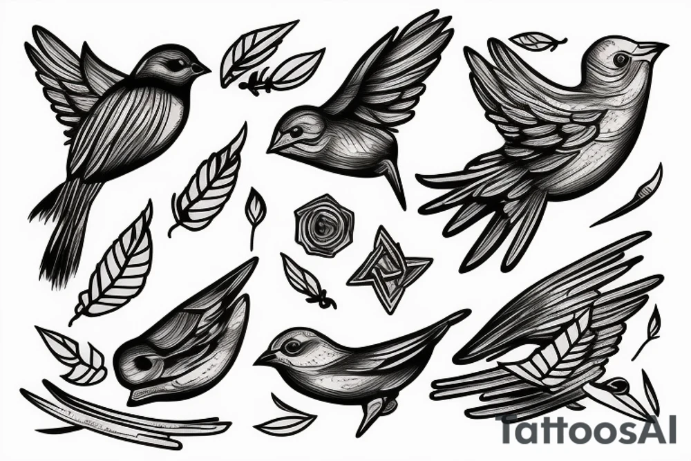 Bullet, birds, war, peace tattoo idea