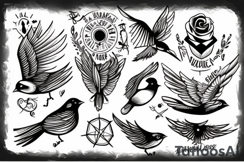 Bullet, birds, war, peace tattoo idea