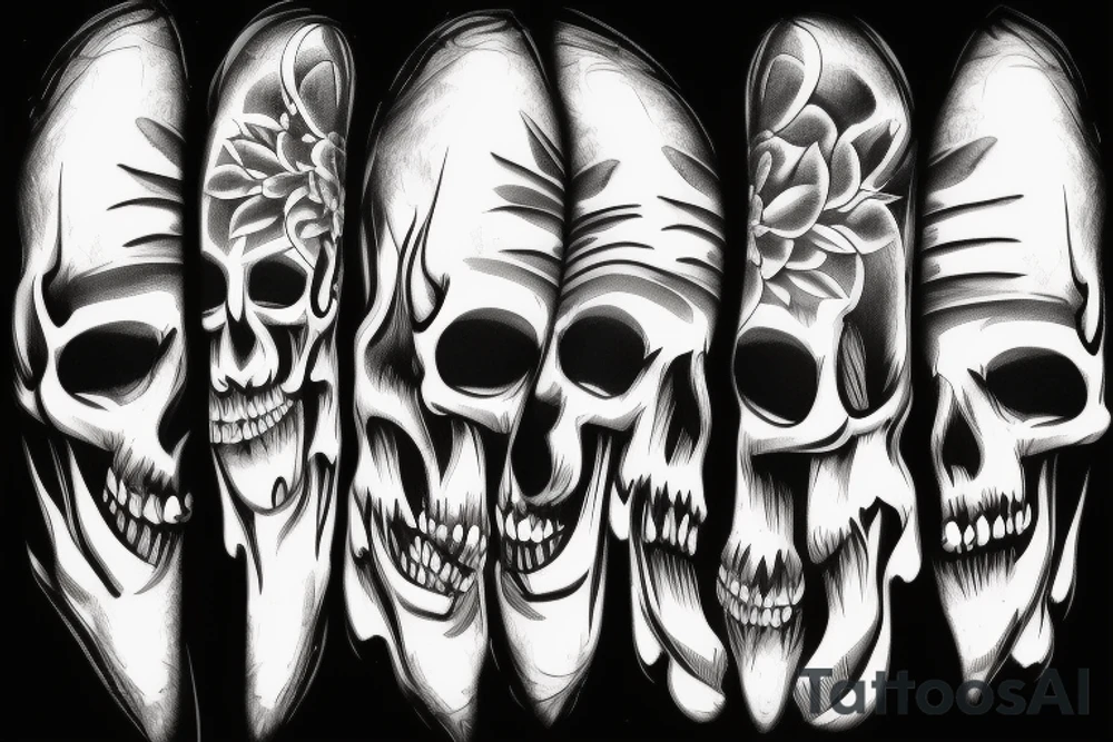 a thin man personifying death with a skull tattoo idea