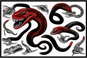 One Black and red angry snake with open mouth for arm like a photo tattoo idea