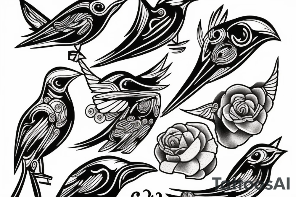 The bullet splits into birds tattoo idea