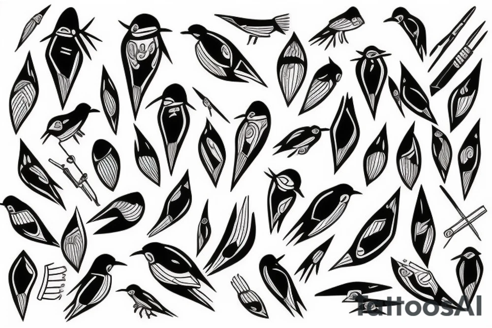 The bullet splits into birds tattoo idea