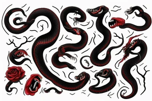 One deathly Black and red angry snake with open mouth for arm like a photo tattoo idea