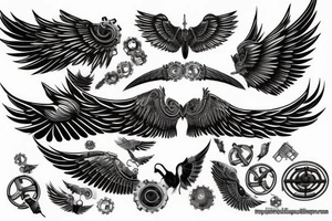 Mechanical wings tattoo idea