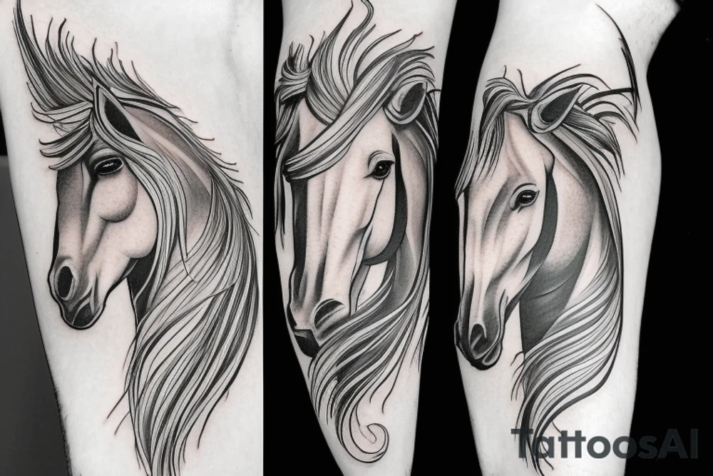 Ascetic powerful horse tattoo idea