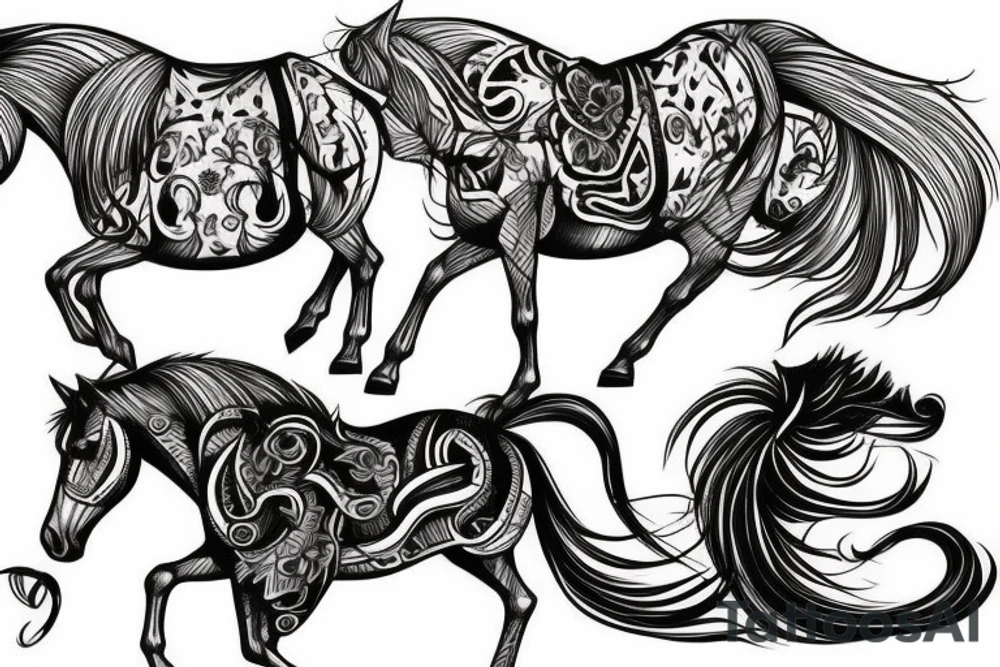 Ascetic powerful horse tattoo idea
