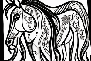Ascetic powerful horse tattoo idea