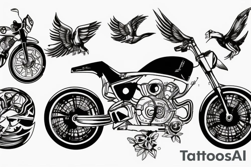 RR310 bike, flying in in space tattoo idea
