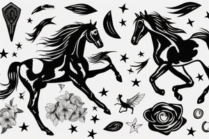 horse flying in in space tattoo idea