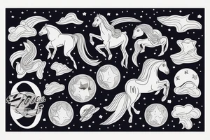 horse flying in in space tattoo idea