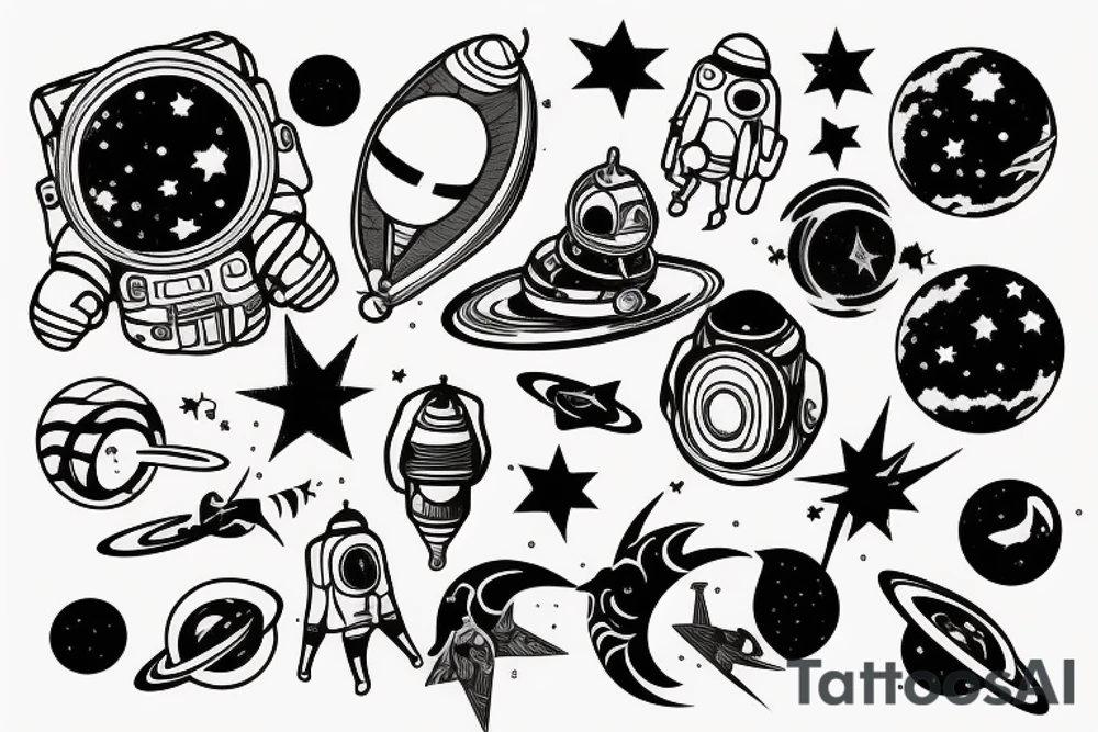 Space with astronaut tattoo idea