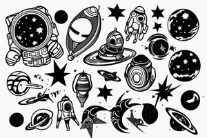 Space with astronaut tattoo idea