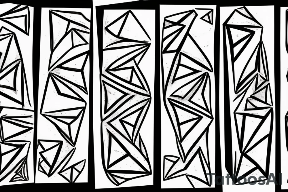 dezmetal logo, triangular elongated shape, oil smudges tattoo idea