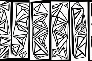 dezmetal logo, triangular elongated shape, oil smudges tattoo idea