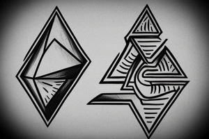 dezmetal logo, triangular elongated shape, oil smudges tattoo idea
