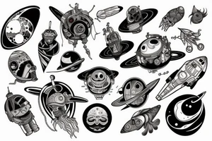 Space with astronaut tattoo idea