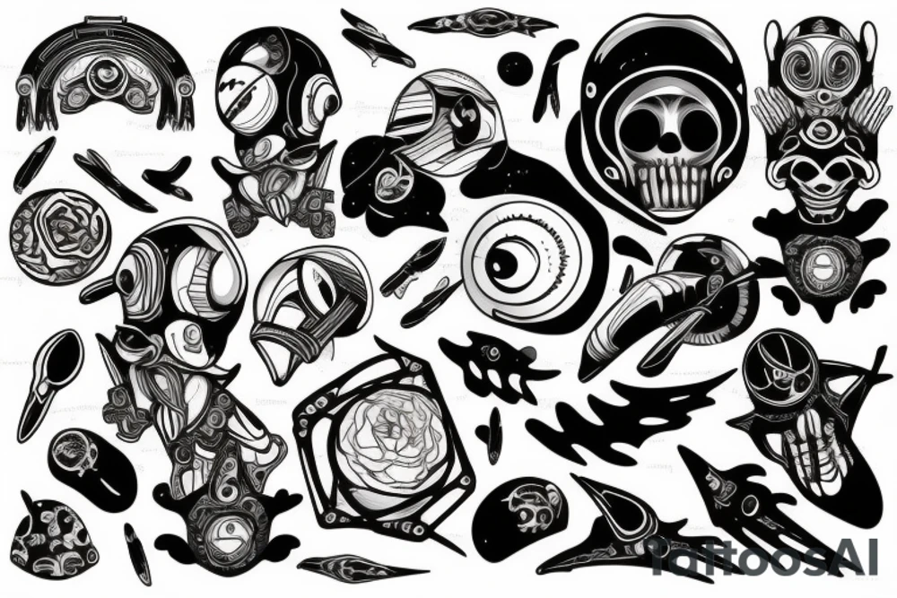 Space with astronaut tattoo idea
