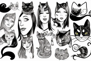 women with cat tattoo idea