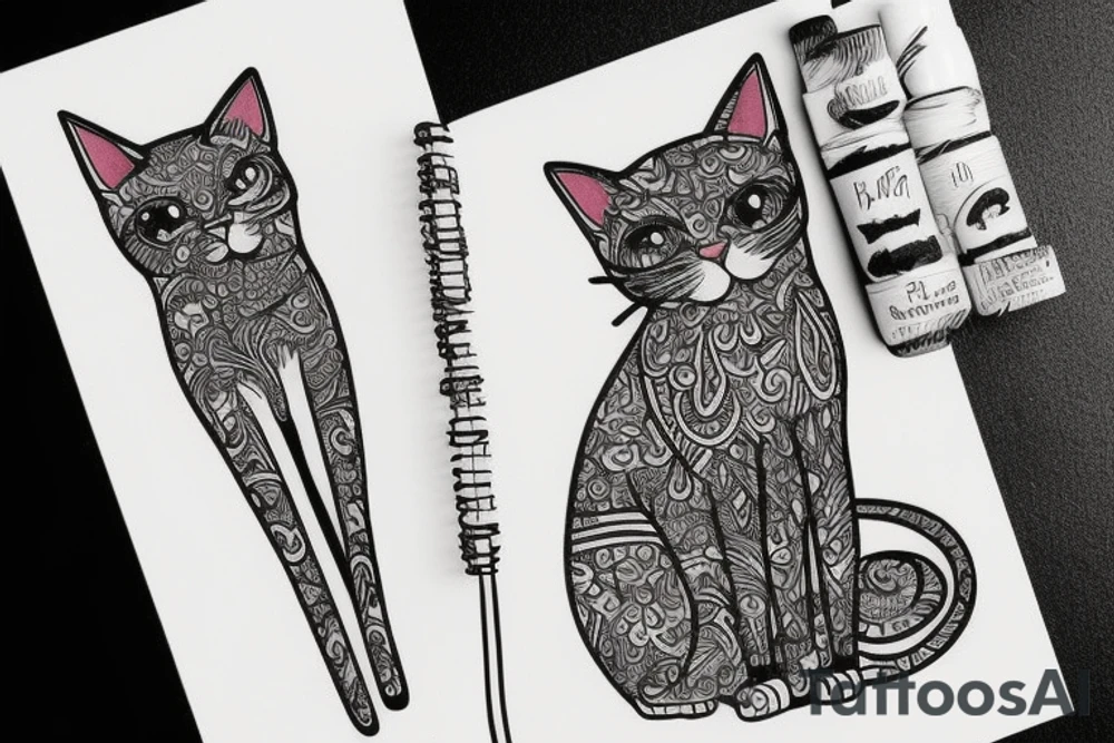 women with cat tattoo idea
