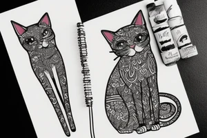 women with cat tattoo idea
