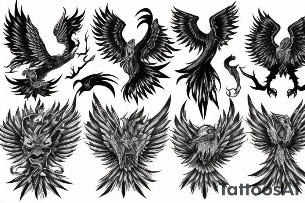 Scary fire bird tattoo idea