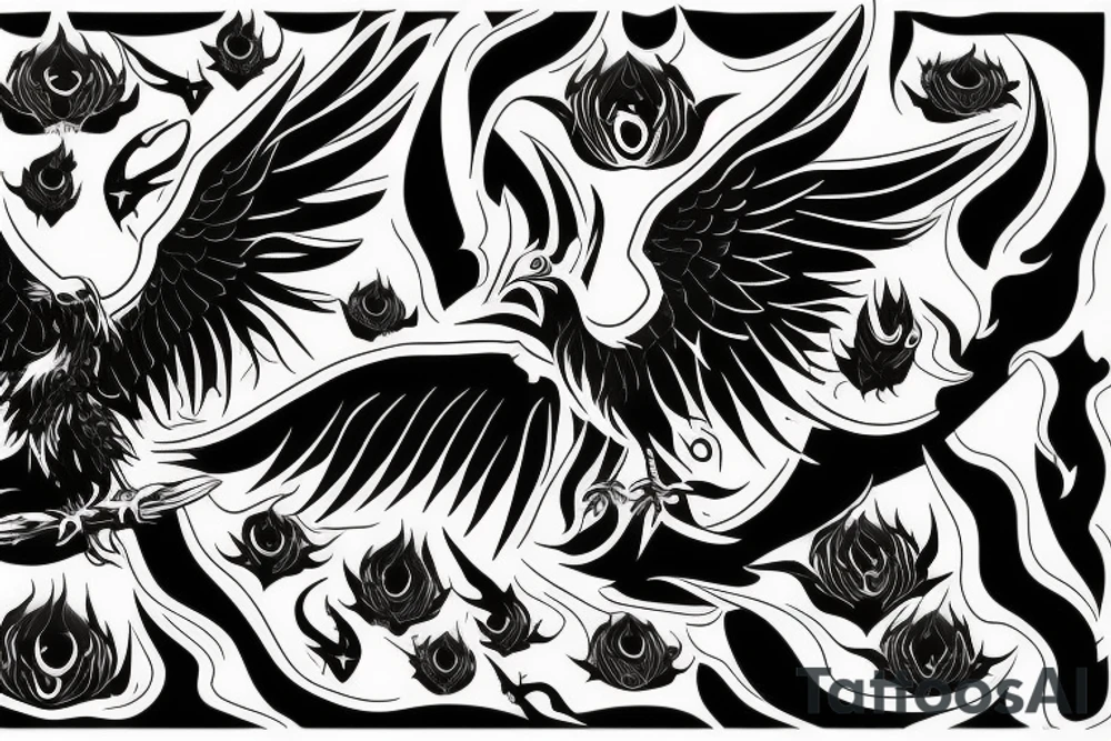Scary fire bird tattoo idea