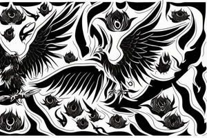 Scary fire bird tattoo idea
