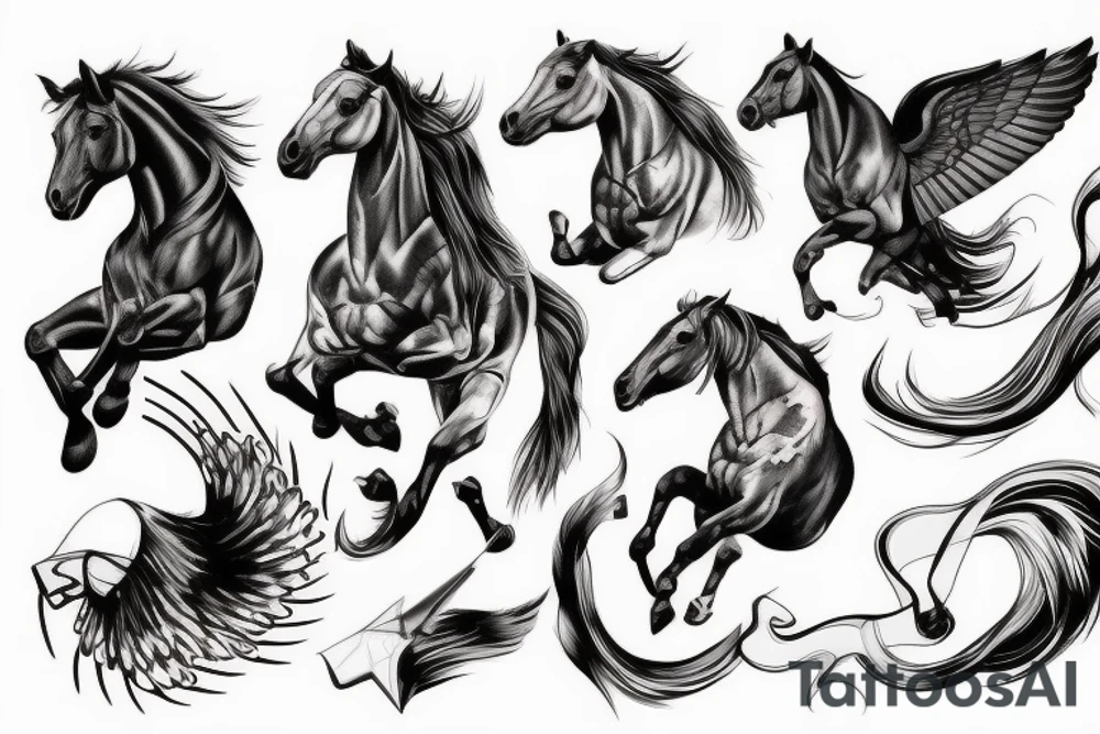 horse flying in in space tattoo idea