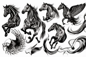 horse flying in in space tattoo idea