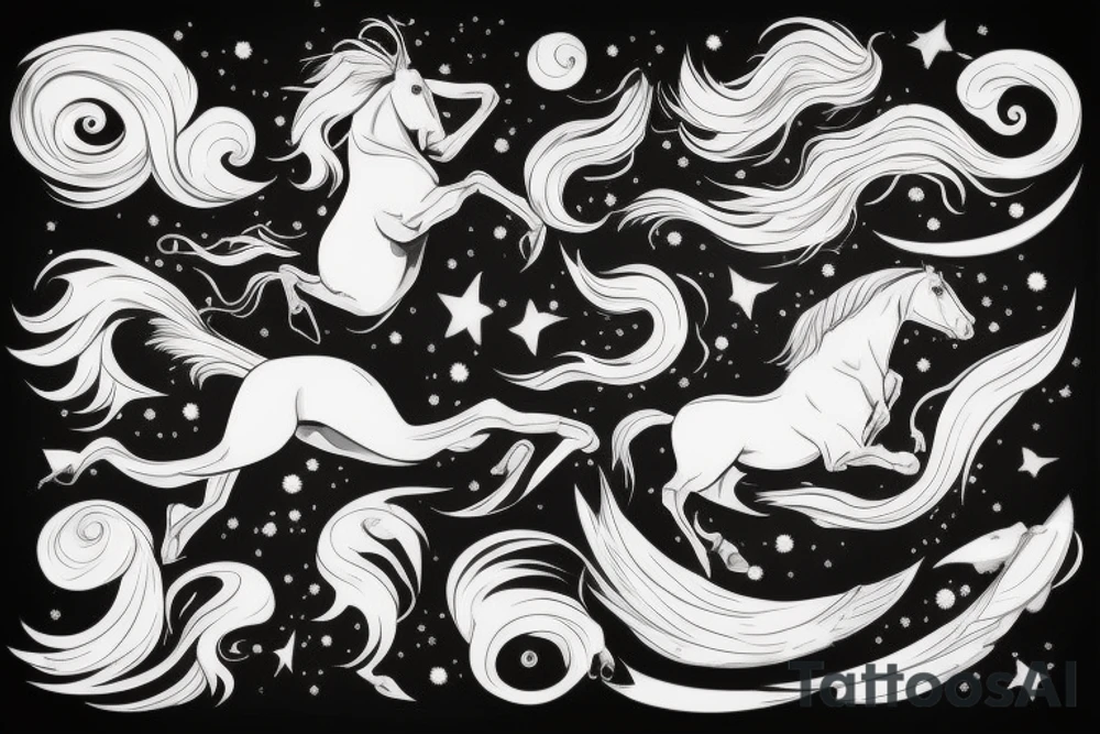 horse flying in in space tattoo idea