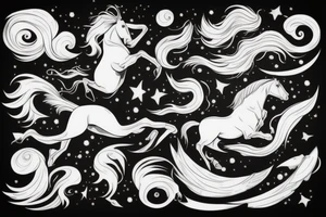 horse flying in in space tattoo idea