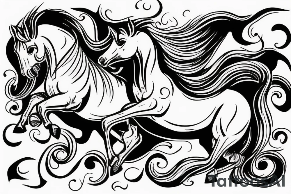horse flying in in space tattoo idea