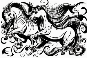 horse flying in in space tattoo idea