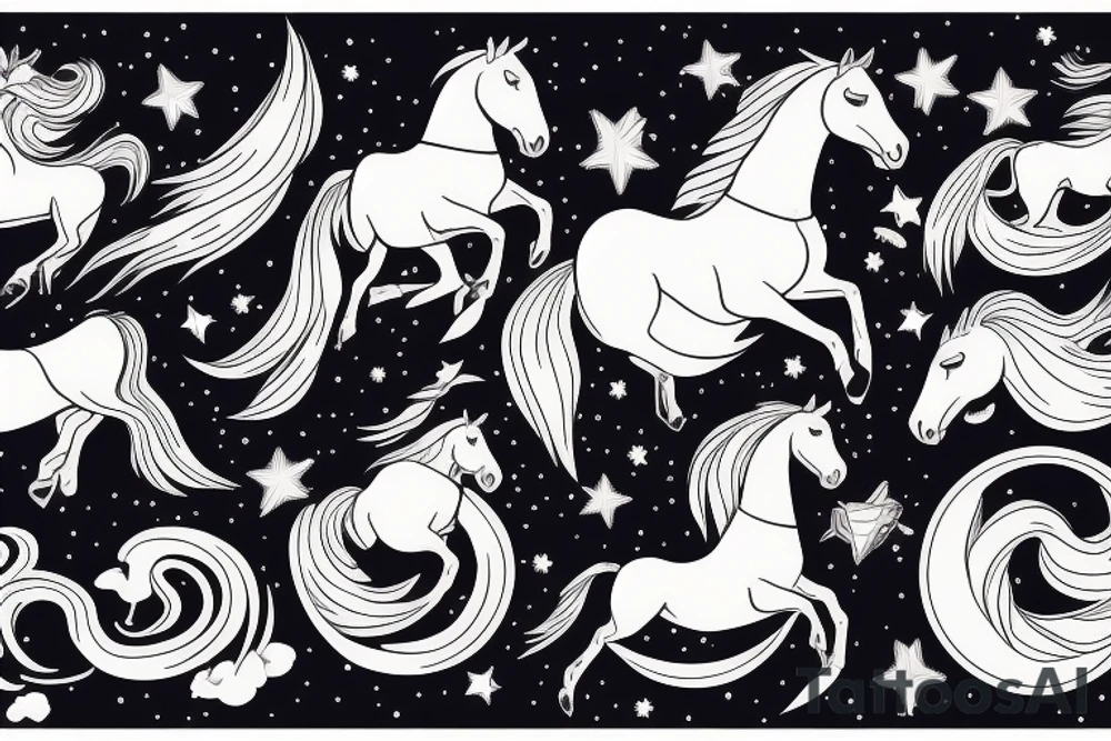 horse flying in in space tattoo idea
