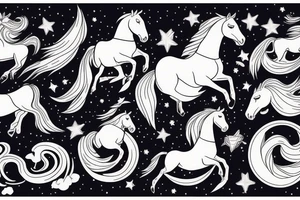 horse flying in in space tattoo idea