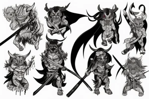 Demon oni with katana tattoo idea