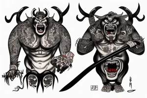 Demon oni with katana tattoo idea