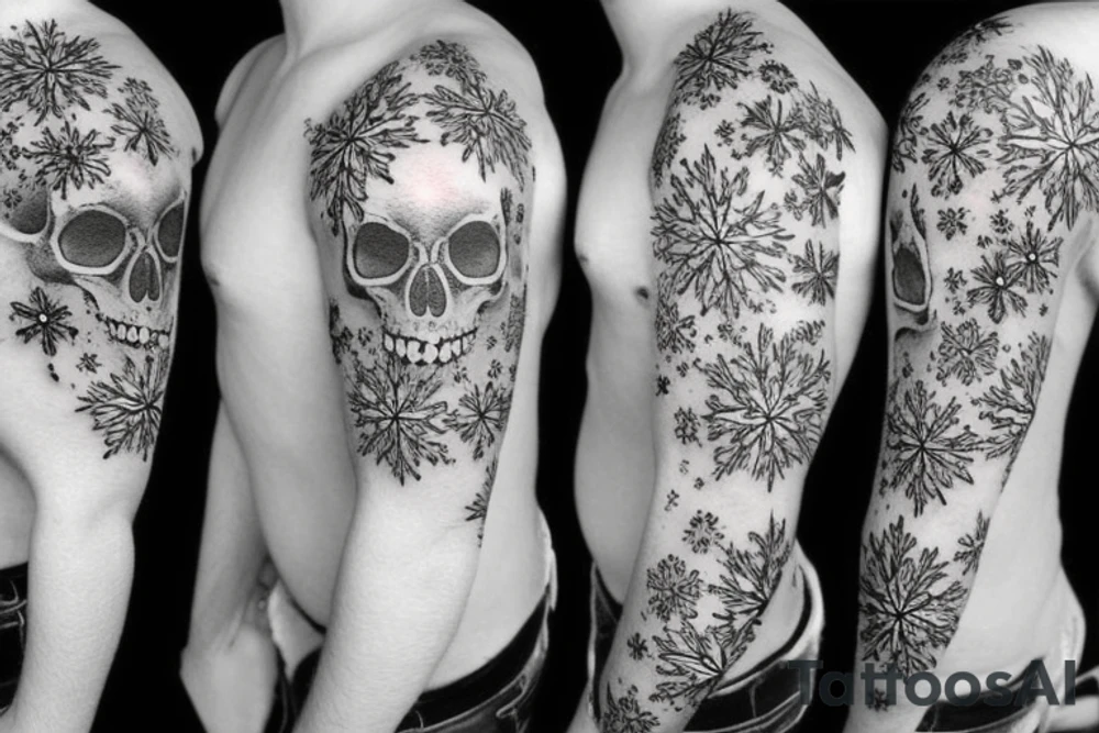 Skull, snowflake, winter, frost tattoo idea