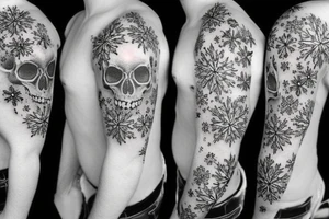 Skull, snowflake, winter, frost tattoo idea