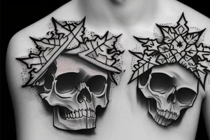 Skull, snowflake, winter, frost tattoo idea