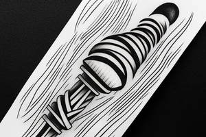 the infinity column of Brancusi in charcoal style design tattoo idea