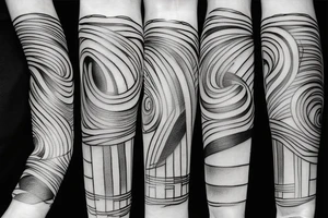 the infinity column of Brancusi in charcoal style design tattoo idea