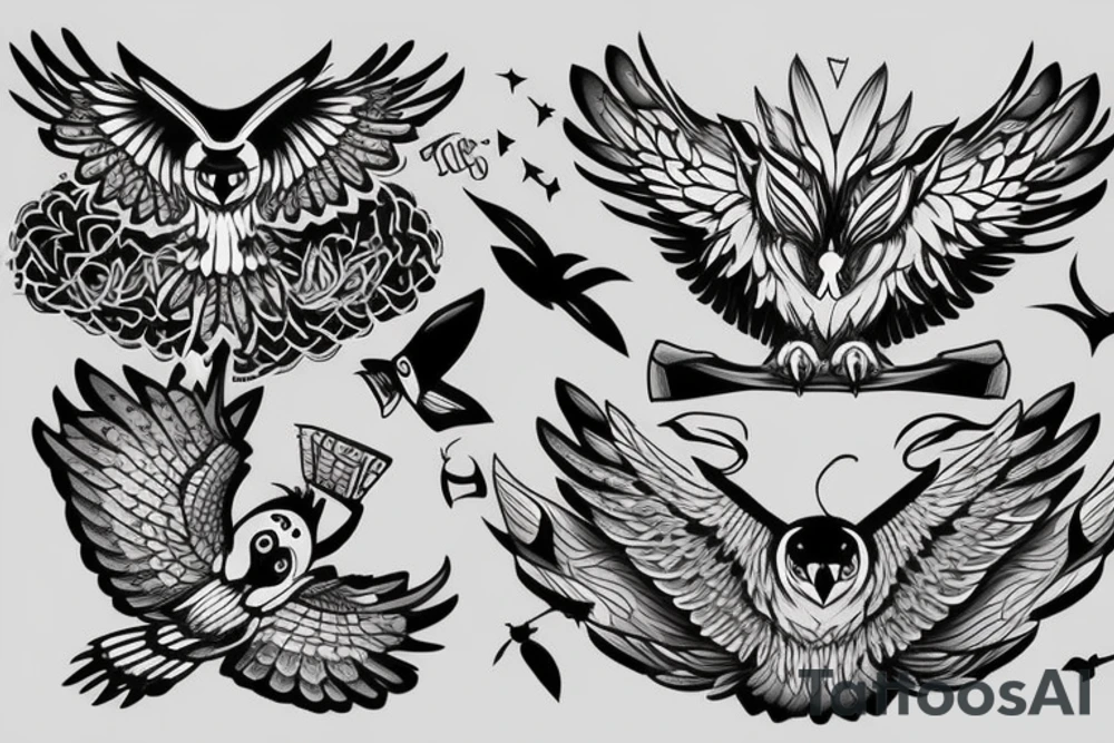flying owl tattoo idea